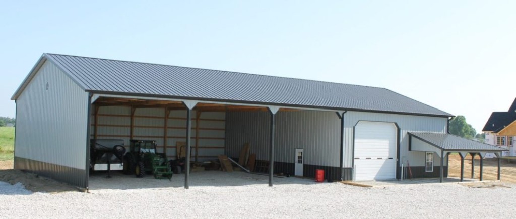 3-Sided-Pole-Shed Three-sided pole shed with open bays for equipment and material storage.