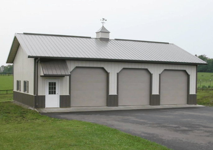 Cupola & Ridgevent Post-frame building with cupola and ridge vent for roof ventilation.