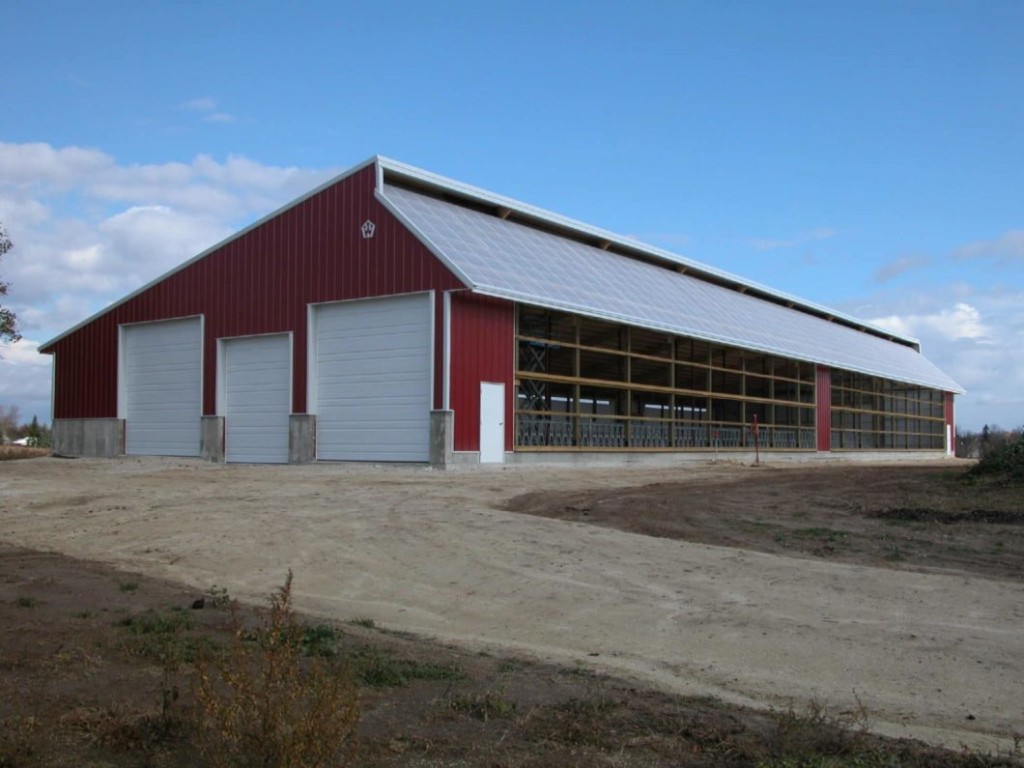 Solar Front Pole Barn Monoslope pole barn with a single-slope roof and open-front design.