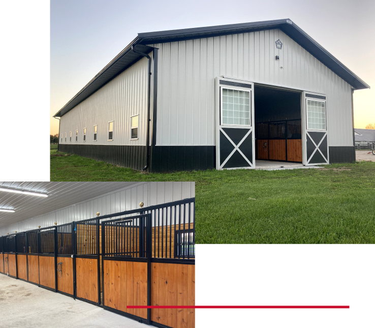 Custom Horse Barn with Interior Stalls | Walters Buildings Custom horse barn with interior stalls and sliding doors designed for equestrian care and housing