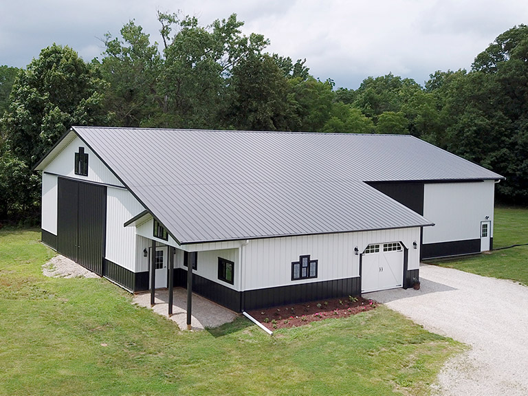 Custom Horse Barn with Tack and Equipment Storage | Walters Buildings Custom horse barn with attached storage space for tack and equipment designed for equestrian use