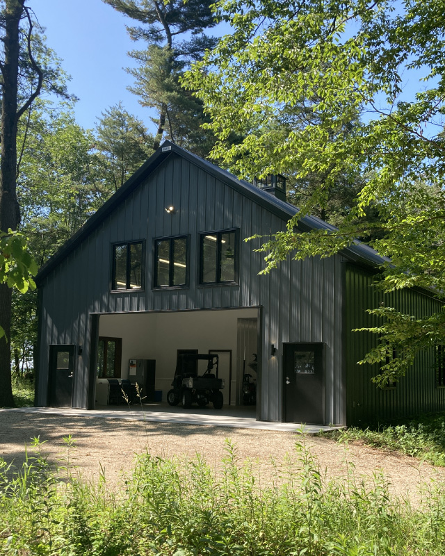 Shop with Living Quarters with Open Garage Bay | Walters Buildings Shop with living quarters featuring open garage bay and upper-level living space