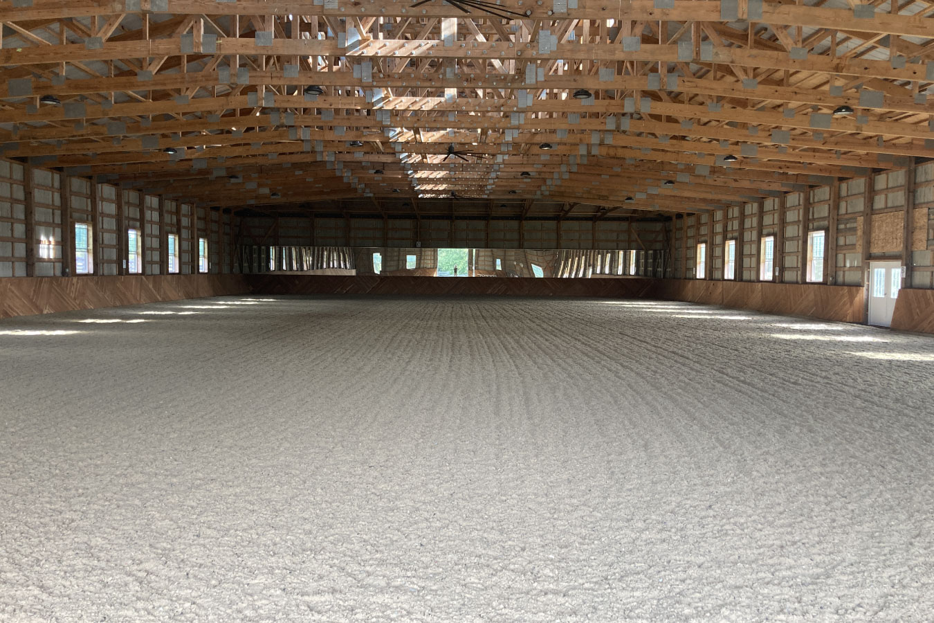 View from Entrance. The building measures 90' x 170' for plenty of riding space.