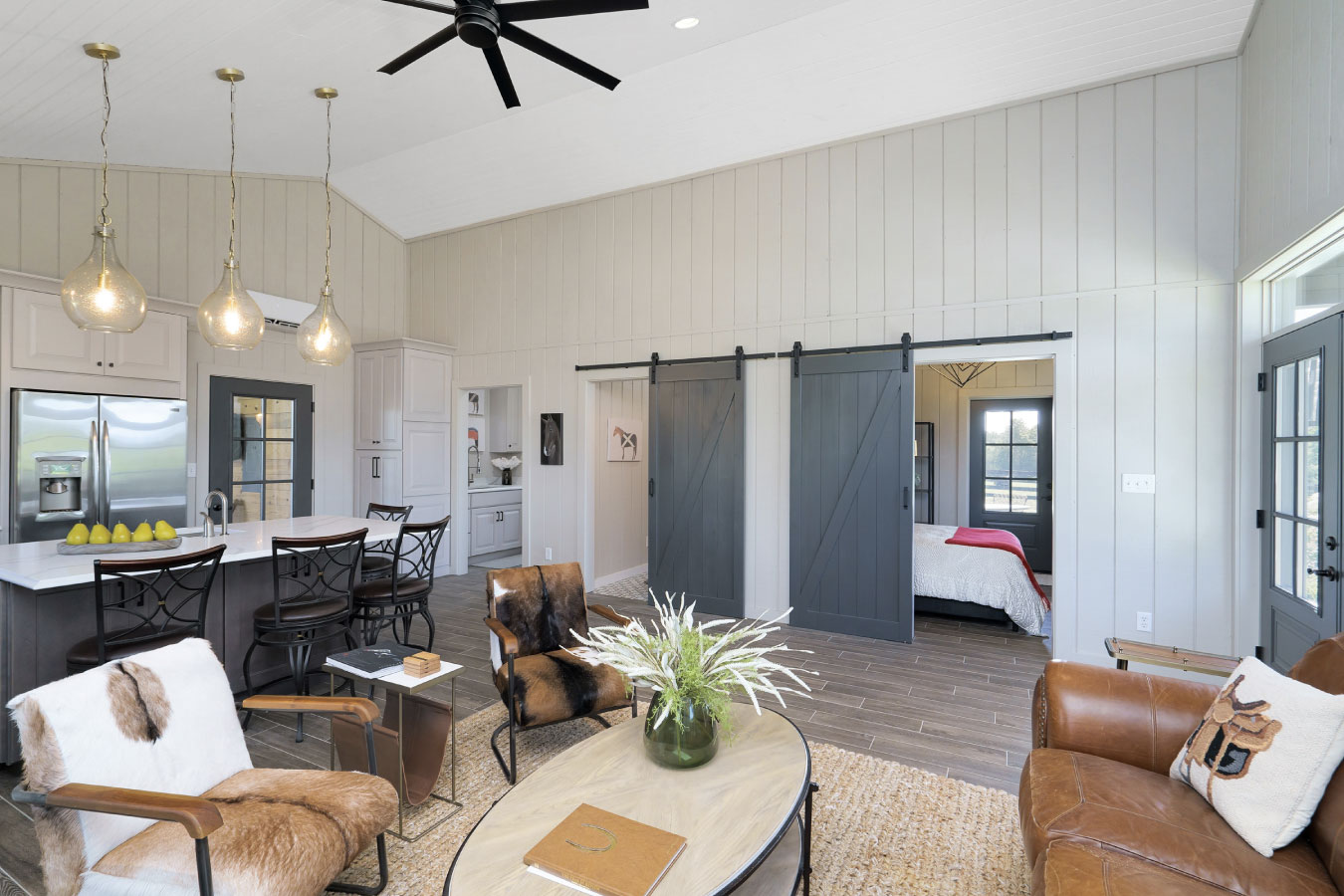View of Bedroom and Utility Room from Living Room