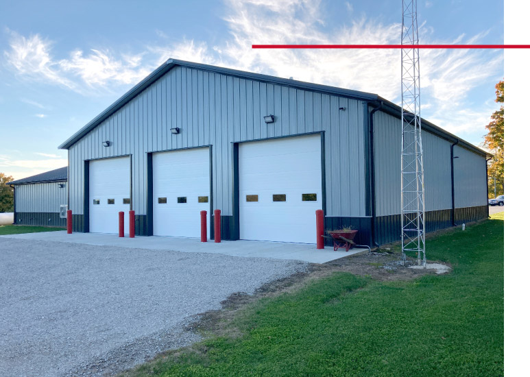 Post Frame Fire Department Apparatus Building Fire department apparatus building with three overhead garage doors