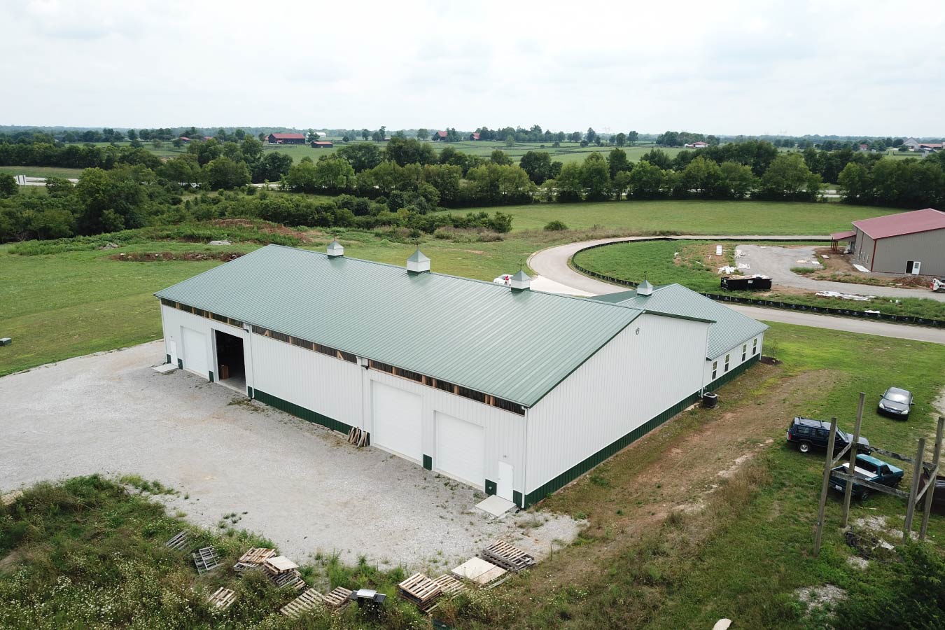 Aerial view of plumbing warehouse building with large storage space