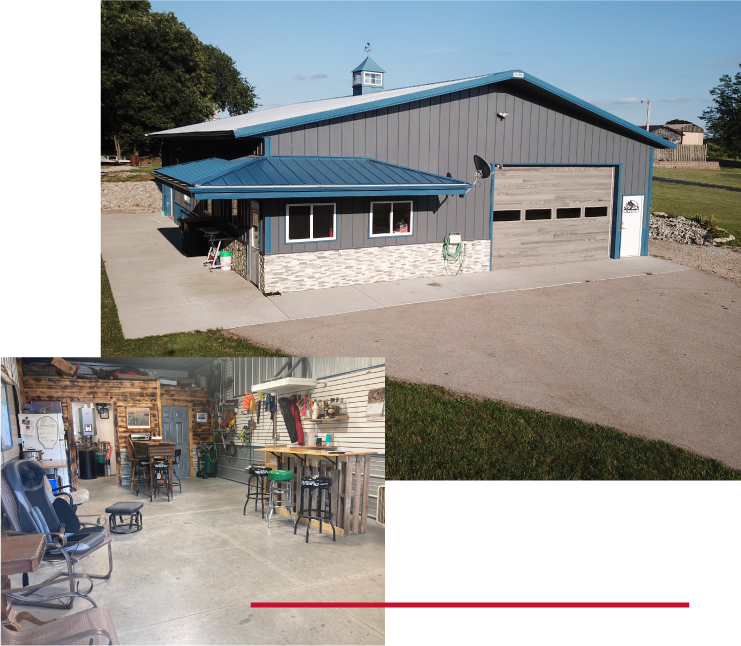 Hobby Workshop Garage with Steel Siding and Finished Interior Space Post-frame hobby workshop and garage with steel siding, overhead door, and finished interior workspace