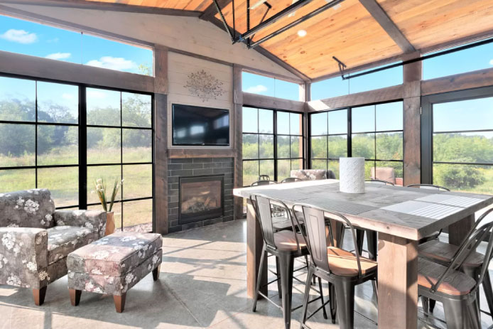 Custom Post-Frame Luxury Home With Sunroom
