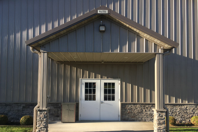 Front Entrance to the Custom Post-Frame Hall, Church Building