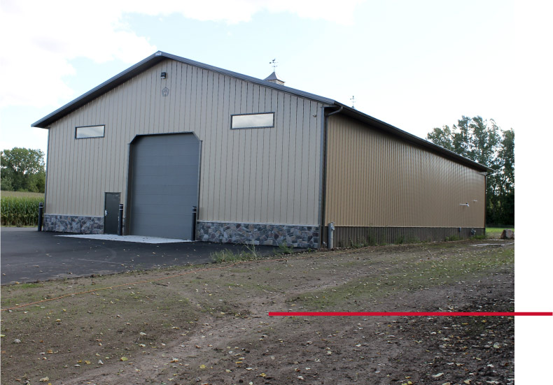 Custom Post-Frame Storage With Rear Overhead Door