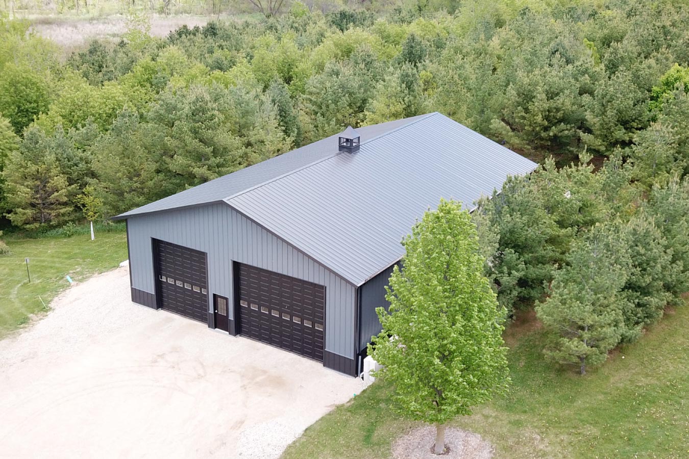 Aerial View of 48' x 72' Pole Barn